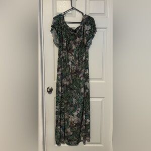 Elie McCarthy Women's Maxi Dress Off The Shoulder Multi Colored Paisley Boho 2X